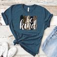 Be Kind Women Inspirational Teacher Animal Print Women's Heather T-Shirt Heather Deep Teal