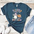 Kindergarten Boo Crew Halloween Floral Ghost Kinder Teacher Women's Heather T-Shirt Heather Deep Teal