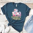 LEARNING IS MAGICAL TEACHER UNICORN BACK TO SCHOOL UNICORN Women's Heather T-Shirt Heather Deep Teal