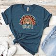 Leopard Rainbow Thankful Thanksgiving Teacher Women Kids Women's Heather T-Shirt Heather Deep Teal Leopard Rainbow Thankful Thanksgiving Teacher Women Kids Women's Heather T-Shirt Heather Deep Teal