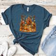 Librarian Turkey Reading Book Fall Thanksgiving Teacher Women's Heather T-Shirt Heather Deep Teal
