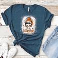Messy Bun Spooky Teacher Bleached Halloween Teachers Women's Heather T-Shirt Heather Deep Teal