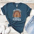 One Thankful Math Teacher Leopard Rainbow Thanksgiving Women's Heather T-Shirt Heather Deep Teal One Thankful Math Teacher Leopard Rainbow Thanksgiving Women's Heather T-Shirt Heather Deep Teal
