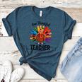 One Thankful Teacher Thanksgiving TurkeyCute Pencil Women's Heather T-Shirt Heather Deep Teal One Thankful Teacher Thanksgiving TurkeyCute Pencil Women's Heather T-Shirt Heather Deep Teal