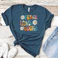 Peace Love Books Bookworm Librarian Reading Teacher Groovy Women's Heather T-Shirt Heather Deep Teal Peace Love Books Bookworm Librarian Reading Teacher Groovy Women's Heather T-Shirt Heather Deep Teal