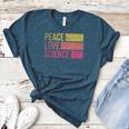 Peace Love Science Lovers Math Chemistry Teacher Women's Heather T-Shirt Heather Deep Teal Peace Love Science Lovers Math Chemistry Teacher Women's Heather T-Shirt Heather Deep Teal
