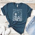 Read In Peace Skeleton Reading Teacher Spooky Halloween Women's Heather T-Shirt Heather Deep Teal