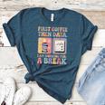 Special Education First Coffee Then Data Retro SPED Teacher Women's Heather T-Shirt Heather Deep Teal