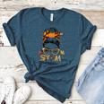 STEM Teacher Messy Bun Fall Vibes Autumn Thanksgiving Men Women Women's Heather T-Shirt Heather Deep Teal