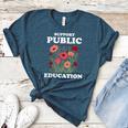 Support Public Education Cute Floral Teacher Red For Ed Women's Heather T-Shirt Heather Deep Teal