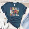 I Teach In My Pajamas Retro Groovy Teacher Humor Women's Heather T-Shirt Heather Deep Teal