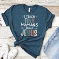 I Teach Tiny Humans About Jesus Teacher Sunday School Faith Women's Heather T-Shirt Heather Deep Teal I Teach Tiny Humans About Jesus Teacher Sunday School Faith Women's Heather T-Shirt Heather Deep Teal