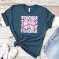 Teacher Bow Pencil Flowers Teacher Back To School Women's Heather T-Shirt Heather Deep Teal Teacher Bow Pencil Flowers Teacher Back To School Women's Heather T-Shirt Heather Deep Teal