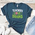 Teachers Love Brains Halloween Teacher Zombie Women's Heather T-Shirt Heather Deep Teal