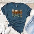 Thankful Teacher Thanksgiving Fall Pumpkin Turkey Women's Heather T-Shirt Heather Deep Teal