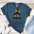 Thanksgiving Shirt Teacher Women Messy Bun Thankful Teacher Women's Heather T-Shirt Heather Deep Teal Thanksgiving Shirt Teacher Women Messy Bun Thankful Teacher Women's Heather T-Shirt Heather Deep Teal