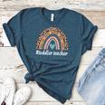 Toddler Teacher Rainbow Leopard Infant Teacher Men Women Women's Heather T-Shirt Heather Deep Teal