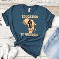 History Education Is Freedom African Map Black Teacher Women's Heather T-Shirt Heather Deep Teal