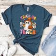 Trick Or Teach Cute Ghost Coffee Pumpkins Halloween Teacher Women's Heather T-Shirt Heather Deep Teal Trick Or Teach Cute Ghost Coffee Pumpkins Halloween Teacher Women's Heather T-Shirt Heather Deep Teal