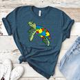 Turtle Puzzle Pieces For Autism Awareness Kids Women Teacher Women's Heather T-Shirt Heather Deep Teal