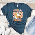 Vintage Teacher Shirt Women Trick Or Teach Halloween Women's Heather T-Shirt Heather Deep Teal Vintage Teacher Shirt Women Trick Or Teach Halloween Women's Heather T-Shirt Heather Deep Teal