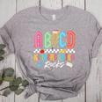 ABCD Kindergarten Rocks Pencil Lightning Teachers Rock Boys Women's Heather T-Shirt Athletic Heather ABCD Kindergarten Rocks Pencil Lightning Teachers Rock Boys Women's Heather T-Shirt Athletic Heather