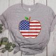 American Flag Teachers Students Apple 4th Of July Vintage Women's Heather T-Shirt Athletic Heather American Flag Teachers Students Apple 4th Of July Vintage Women's Heather T-Shirt Athletic Heather