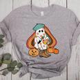 Art Teacher Painting Brushes Retro Pumpkin Ghost Artist Women's Heather T-Shirt Athletic Heather