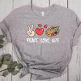Art Teacher Peace Love Art For Artists And Painters Women's Heather T-Shirt Athletic Heather Art Teacher Peace Love Art For Artists And Painters Women's Heather T-Shirt Athletic Heather