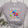 Autism Awareness Teacher I Teach Awesome Superheroes Women's Heather T-Shirt Athletic Heather