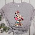 Book Lover Cute Flamingo Reading Teacher Librarian Women Women's Heather T-Shirt Athletic Heather