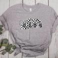 Bulldogs School Spirit Bulldog Pride Checkered Teacher Women's Heather T-Shirt Athletic Heather
