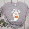 Cute Ghost Book Reading Halloween Teacher Women's Heather T-Shirt Athletic Heather