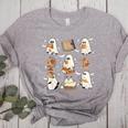 Cute Ghosts Reading Book Bookworm Halloween History Teacher Women's Heather T-Shirt Athletic Heather