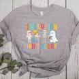 Cute Inclusion Isn't Scary Teacher Skeleton Ghost Halloween Women's Heather T-Shirt Athletic Heather