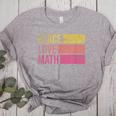 Cute Math Teacher Peace Love Math Women's Heather T-Shirt Athletic Heather