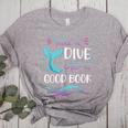 Cute Mermaid Librarian Teacher Dive Into A Good Book Reading Women's Heather T-Shirt Athletic Heather