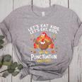 Lets Eat Kids Punctuation Saves Lives Thanksgiving Teacher Women's Heather T-Shirt Athletic Heather