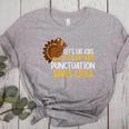 Lets Eat Kids Punctuation Turkey Thanksgiving Teacher Women's Heather T-Shirt Athletic Heather