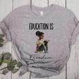 Education Is Freedom Teacher Books Black History Month Women's Heather T-Shirt Athletic Heather Education Is Freedom Teacher Books Black History Month Women's Heather T-Shirt Athletic Heather