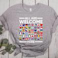 ESL Teacher All Are Welcome Here For Worlds Virtual Teachers Women's Heather T-Shirt Athletic Heather