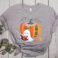 Fall Book Pumpkin Ghost Reading Books Halloween Teacher Women's Heather T-Shirt Athletic Heather