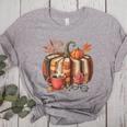 Fall Book Pumpkin Retro Reading Halloween Teacher Women's Heather T-Shirt Athletic Heather Fall Book Pumpkin Retro Reading Halloween Teacher Women's Heather T-Shirt Athletic Heather