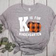 Fall Kindergarten Teacher K Is For Buffalo Plaid Pumpkin Women's Heather T-Shirt Athletic Heather Fall Kindergarten Teacher K Is For Buffalo Plaid Pumpkin Women's Heather T-Shirt Athletic Heather