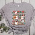 Ghost Christmas Reading Book Lover Library Christmas Teacher Women's Heather T-Shirt Athletic Heather Ghost Christmas Reading Book Lover Library Christmas Teacher Women's Heather T-Shirt Athletic Heather