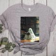 Ghost Library Halloween Book Reading Books Lover Teacher Women's Heather T-Shirt Athletic Heather