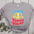 Grade 1 Super Squad Superhero Teacher Team Women's Heather T-Shirt Athletic Heather Grade 1 Super Squad Superhero Teacher Team Women's Heather T-Shirt Athletic Heather