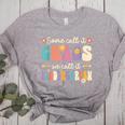 Groovy Some Call It Chaos We Call It Kindergarten Teacher Women's Heather T-Shirt Athletic Heather