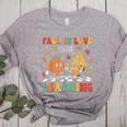 Groovy Fall In Love With Learning Autumn Pumpkin Teacher Women's Heather T-Shirt Athletic Heather