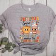 Groovy Pumpkin Spice Makes Teacher Nice Fall Thanksgiving Women's Heather T-Shirt Athletic Heather Groovy Pumpkin Spice Makes Teacher Nice Fall Thanksgiving Women's Heather T-Shirt Athletic Heather